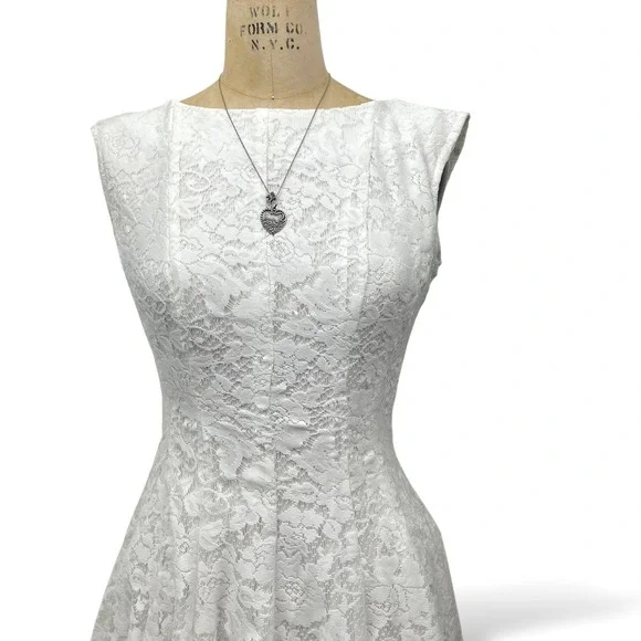 Ethereal Coquette Dainty Fit and Flare Lace Dress Fairy Romantic Elegant Size S - Picture 5 of 11